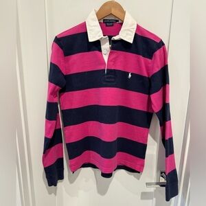 Ralph Lauren Women’s rugby Shirt vintage AKA pink blue L. B18